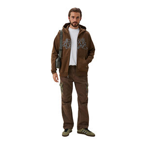 Sweat-shirt à capuche zippé décontracté pour homme, hiver, logo personnalisé, imprimé à l'écran, uni, teint, écologique, 100% coton pour - Product Image 2