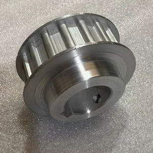 18T AT10 AT5 AT20 HTD TIMING PULLEY 25MM BELT WIDTH SHAFT <b>LOCK</b> KEYLESS STEEL MATERIAL FLANGE FITTED BLACKODISED EN8 PULLEY - Product Image 1