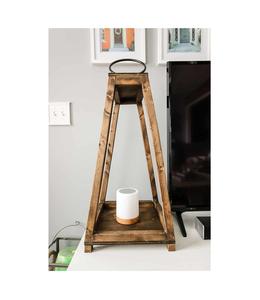 Lanterne à bougie en bois vintage de haute qualité, design fini à la main avec porte-bougie en verre suspendu en métal, décoration élégante - Product Image 1