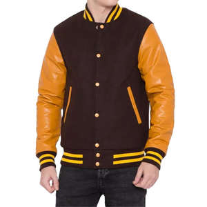 OEM personalizado Varsity Bomber chaqueta de moda para hombre de béisbol Letterman con logotipo bordado y mangas de cuero cálido para el invierno - Product Image 1