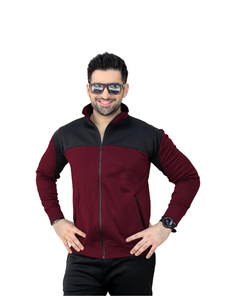 Ensemble de survêtements à fermeture éclair deux tons pour hommes Veste à manches longues et col haut avec poches sécurisées et pantalon de jogging assorti - Product Image 4