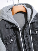 Premium Yüksek Kaliteli Denim Çevre Dostu Su Geçirmez Rüzgar Geçirmez Nefes Alabilen Kapüşonlu Kışlık Erkek Özel Tasarım Çok Satan Ceket