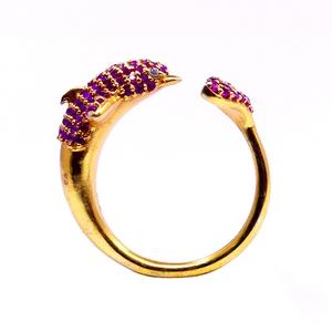 Diseñador de Plata de Ley 925 chapado en oro rubí piedra preciosa mujeres atractivas usan anillos de delfín ajustables - Product Image 4