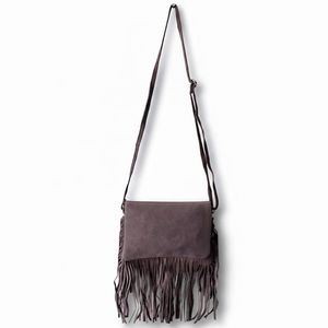 Bolso de Hombro de Cuero con Flecos de Pelo Estilo Occidental, Bolso de Cuero Boho de Alta Calidad para Mujer con Piedra Turquesa - Product Image 3