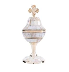 Quemador de incienso de latón más popular al por mayor con nácar liso pulido hogar Hotel Oficina centro de mesa pantalla decorativa - Product Image 1