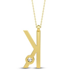 Colgante Personalizado con Letra Mayúscula y Diamante Cultivado en Laboratorio VVS VS EF en Plata de Ley 925 con Acabado en Oro, Alfabeto Minimalista - Product Image 3