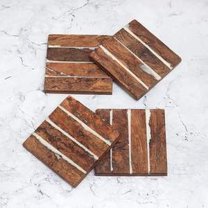 Juego de Posavasos de Madera con Estampado Bohemio, Ecológico, con Empaque Personalizado para Cafeterías y Restaurantes a Precio de Fábrica - Product Image 6