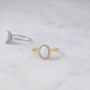 แหวนเพชร CZ ทรงรีตัดโอปอลและทรงกลม925แข็งทำด้วยมือขายส่ง - Product Image 4