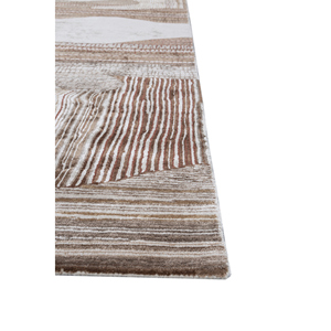 Tapis en laine et viscose tufté à la main, blanc ivoire, motif abstrait rayé rectangulaire pour salon ou couloir - Tra-15258 - Product Image 4