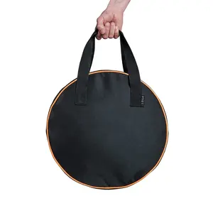 Bolsa de almacenamiento de herramientas de tela Oxford negra portátil, bolso de tambor redondo, para instrumentos