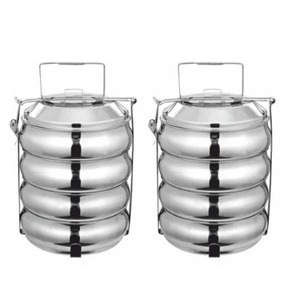 Hot Sale Food Grade Durable 8x4 Indian <b>Belly</b> Stainless Steel Tiffin Box with 4 Compartments Perfect School Gift-Lunch Bento Box - Product Image 1