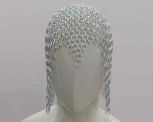 Coif de cota de malla hecha a mano, anillo a tope de aluminio, logotipo de Metal pulido para recreación Medieval, Halloween, Ren Fair, elaborado - Product Image 3