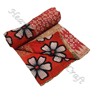 Kantha <b>Quilt</b> Gudari GD008 <b>Quilt</b> Gudari Indian Vintage Kantha Heavy <b>Throw</b> Sari <b>Quilts</b> Patchwork Kantha Heavy Indian Reversible - Product Image 5