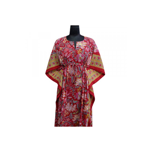 Taille Libre Indien Main Bloc Imprimé Caftan Robes pour Femmes Doux Coton Voile Long Loungewear Plus Size Friendly - Product Image 1