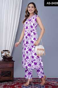 Nuevo diseñador de algodón puro Alia Cut Kurti con bordado e impreso Heavy Work Ready Made Kurti Set para mujeres Kurtis Pent Set - Product Image 3
