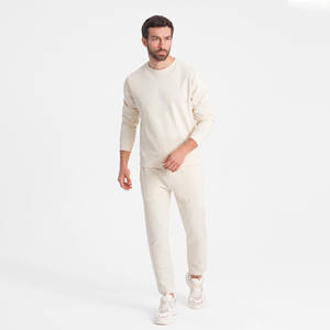 Ensemble de survêtements en coton 100% pour hommes OEM Combinaison de jogging légère avec sweat-shirt à col rond pour adultes au tarif de gros - Product Image 1