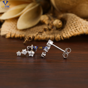 0.37 TDW rond taille brillant diamant boucle d'oreille diamant labgrown 18K or blanc Hpht/Cvd diamant bijoux - Product Image 2