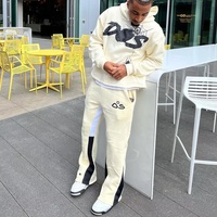 Ensembles de survêtements unisexes deux pièces pour la maternité, grandes tailles, avec logo personnalisé, pantalon évasé et sweat à capuche court, coupe ajustée, pour l'hiver et le jogging