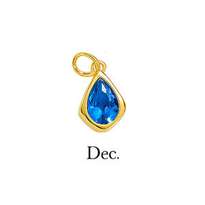 <b>Blue</b> <b>Topaz</b> Birthstone Charm Gold Plated Teardrop Crystal Pendant for Necklace Handmade Charm Pendant & <b>Bracelet</b> Jewelry Making - Product Image 1