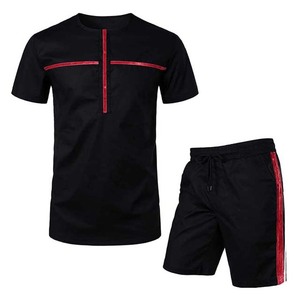 Transpirable Tallas grandes High Street Style Conjuntos de ropa para hombres Camisetas y pantalones cortos OEM Personalizado Algodón Poliéster Nueva llegada 2PCs Set - Product Image 1