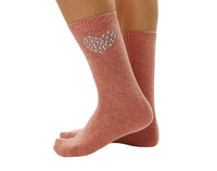 Chaussettes en cachemire mélangé pour femmes, respirantes, chaudes, avec design en strass en forme de cœur, confortables, en tricot extensible, pour l'automne