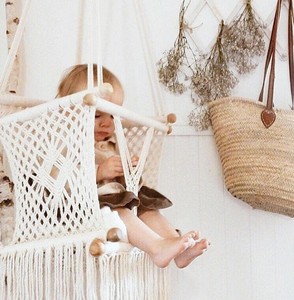 Cotton Macrame Baby <b>Swing</b>, First Baby Gift - Product Image 1