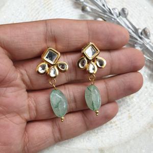 ต่างหูทรงหยดน้ำสีทอง22K สีมิ้นท์กุดัน - Product Image 3