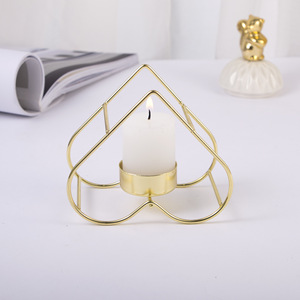Heart Shaped Metal Wire <b>Gold</b> Tealight Candle Holder Home and <b>Christmas</b> <b>Decorated</b> Hanging Tealight Holder - Product Image 3
