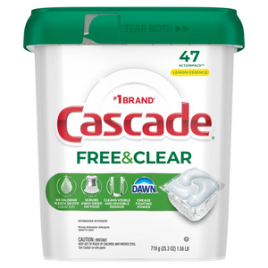 Cápsulas para Lavavajillas Cascade Free & Clear, Detergente para Lavavajillas, Jabón para Platos, Esencia de Limón, 47 Unidades - Product Image 6
