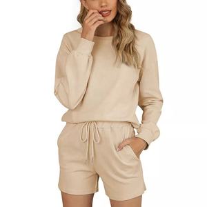 OEM Wholesale <b>Women's</b> <b>Long</b> Sleeve Sweater Hoodies with Breathable Joggers Custom Logo Two Piece Set - Product Image 3