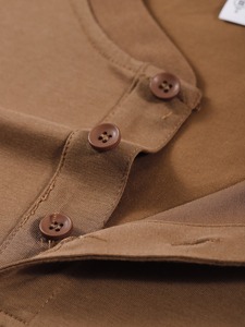 Camiseta Henley de Algodón de Color Sólido para Mujer, Estilo Informal, Manga Larga, con Botones, para Otoño - Product Image 4