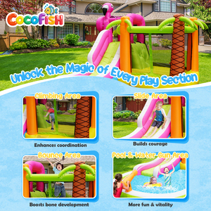 <span class=keywords><strong>Castillo</strong></span> Inflable Cocofish con Temática de Flamencos, Tobogán Inflable para Niños, Juegos Inflables para Interiores y Exteriores - Product Image 3