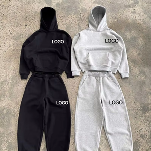 Sudadera con capucha holgada y pantalones de chándal con logotipo personalizado de 100% algodón - Product Image 4