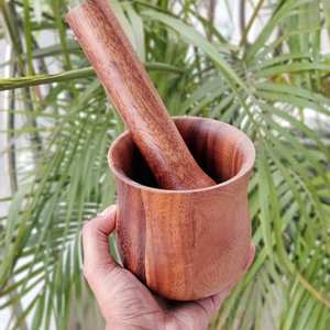 Mortero de madera y triturador de especias Okhli Khalbatta Regalo para mamá - Product Image 3