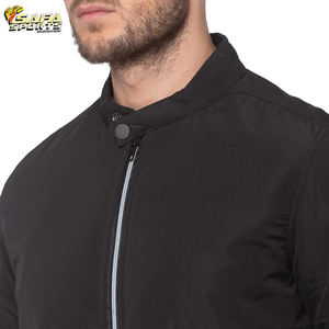 แจ็กเก็ตบอมเบอร์ขนแกะแขนหนังปักแบบบางปรับแต่งได้สำหรับผู้ชายปกตั้งพร้อมกระบวนการเคลือบยาว - Product Image 2