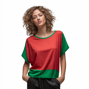 Camisetas holgadas de poliéster y algodón 100% para mujer, camiseta ligera con cuello redondo y hombros caídos, camiseta de gran tamaño para mujer - Product Image 2