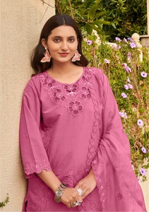 High on Demand Partywear Roman <b>Silk</b> Slub Kameez Pant With Thread Work <b>Organza</b> Dupatta Available at Best Price - Product Image 5