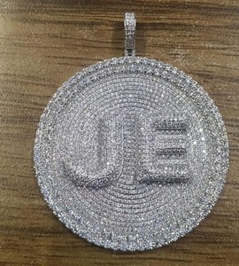 Colgante de diamante de moissanita de Plata de Ley 925, joyería de moissanita, joyería de Hip Hop, colgante personalizado - Product Image 1