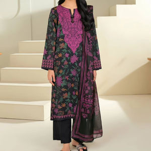 Meilleure qualité légère et aérée Shalwar Kameez Dupatta toutes les saisons pelouse imprimée pour les femmes indiennes pakistanaises tissu Georgette de qualité - Product Image 1