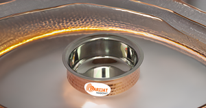 Ensemble de vaisselle martelée durable en acier inoxydable et cuivre Bol de service et soupières faits à la main pour légumes et currys - Product Image 6