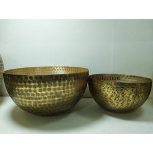 Ensemble de fantaisie de 3 jardinières et pots créatifs décoratifs haut de couleur blanche et cadre de couleur brillante dorée forme ronde et grande taille - Product Image 4