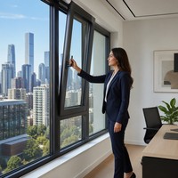 Ventana Abatible y Giratoria de Doble Acristalamiento Aislante de Lujo, Habitación Silenciosa, Verano Fresco, Invierno Cálido, Ventilación y Seguridad para Pisos Altos en Condominios
