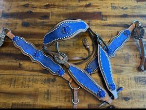 Ensemble de tack en cuir occidental de haute qualité collier de poitrine de bride réglable et têtière pour la formation de chevaux d'Inde - Product Image 3