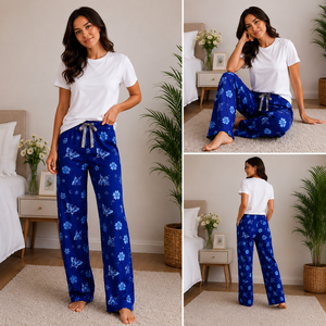 Pantalones de Dormir Personalizados para Mujer, Cintura Elástica, Pierna Ancha, Satén Viscosa, Transpirables, Hechos en Turquía, Ropa de Estar por Casa - Product Image 5