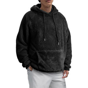 Sweatshirts à capuche en fourrure pour hommes, couleur noire, pulls chauds d'hiver, design personnalisé brodé, coupe-vent, respectueux de l'environnement - Product Image 1