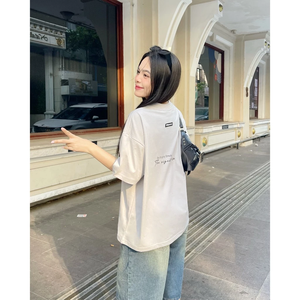 เสื้อยืดชายหญิง boxy TS11ผ้าวาฟเฟิลผ้าฝ้าย100% ปักลายความยาวยาวยาวพิมพ์ลายไซส์ใหญ่เป็นมิตรกับสิ่งแวดล้อม270กรัม - Product Image 5