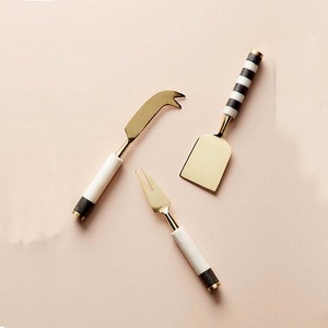 Ensemble de couteaux à fromage mignons vadrouille poignée en relief à la main en laiton argent poli ensemble de fromage Style occidental ensemble d'outils à fromage peu coûteux - Product Image 4