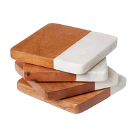 Sous-verres en marbre de qualité supérieure conception personnalisée métal épais incrusté motif carré ensemble de sous-verres en pierre tapis de cuisine décoratifs de table tampons