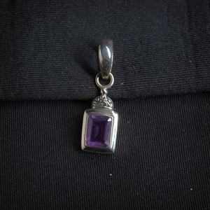 Rectangle Shape <b>Amethyst</b> Gemstone <b>Pendant</b> 925 Sterling Silver Handmade Indian Charms Featuring Gold Pearl Diamond Trusted Seller - Product Image 1