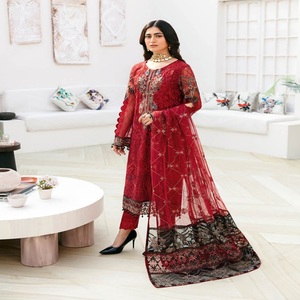 Ramsha Vol A-8 Long Maxi Chiffon Frock Three-Piece Punjabi Suit Heavy Embroidery Women's <b>Eid</b> <b>Dresses</b> for Party Wear <b>Pakistani</b> - Product Image 3